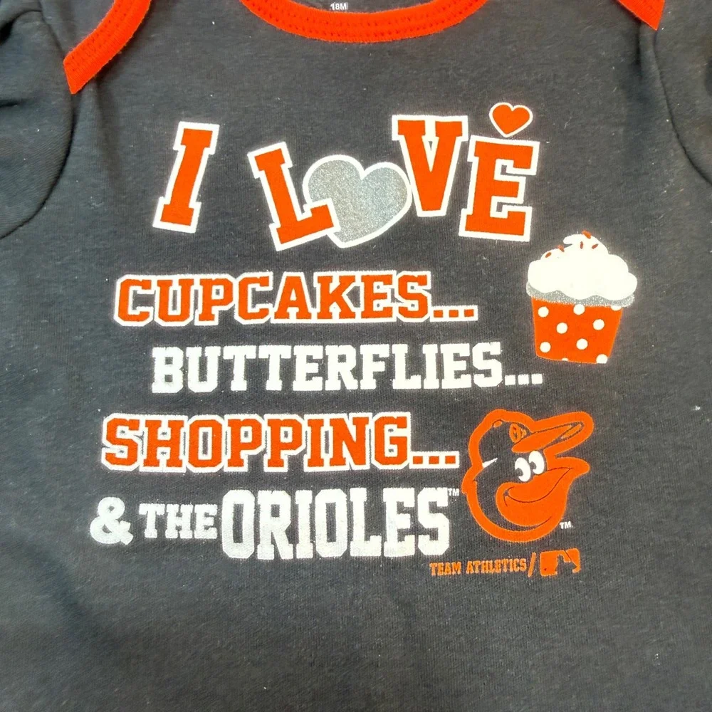 Baltimore Orioles MLB Team Athletics Bodysuit Baby Girls 18M Black One Piece